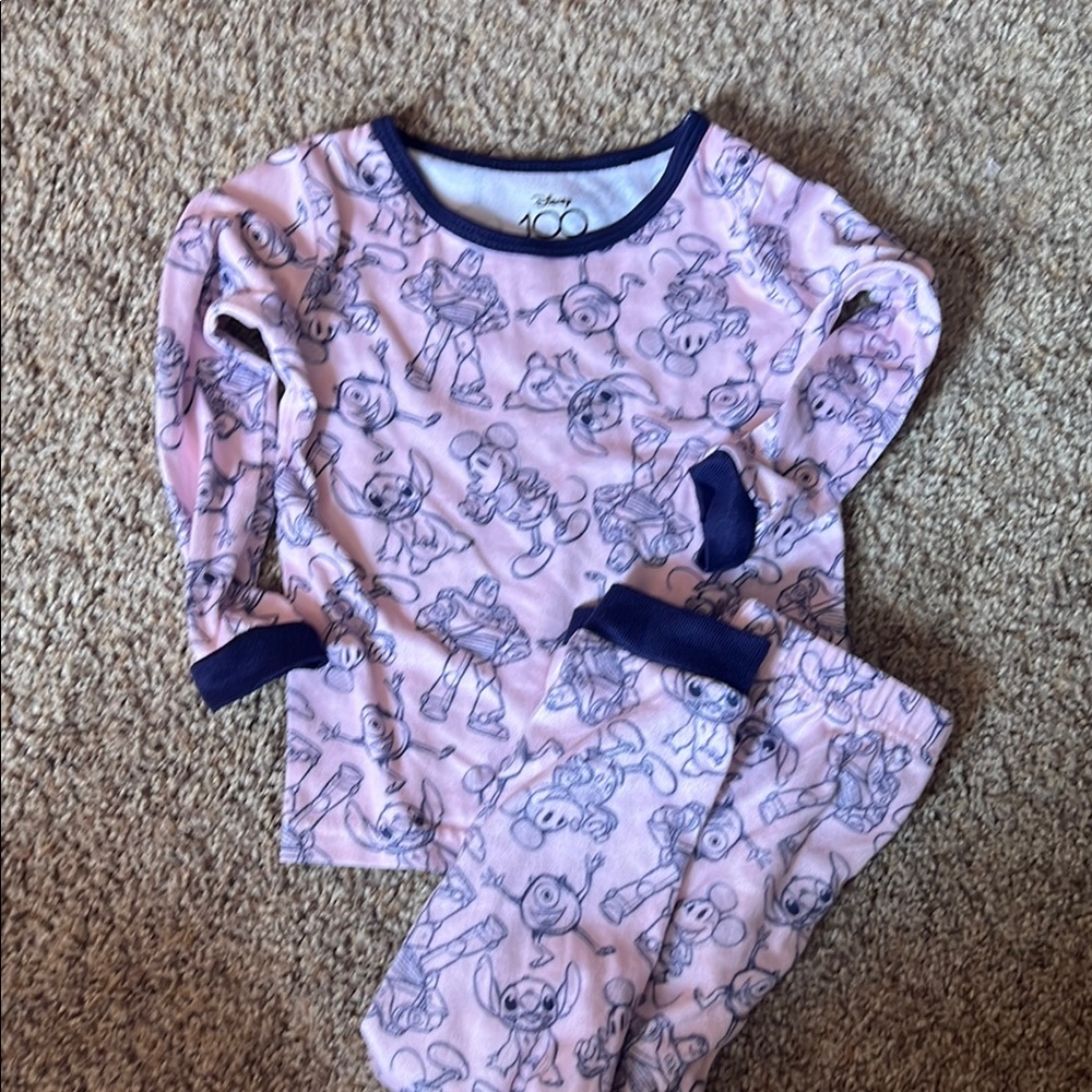 Disney Kids Pajama Set - Light Pink with Navy Accents